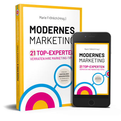 Modernes Marketing Buch und Tablet